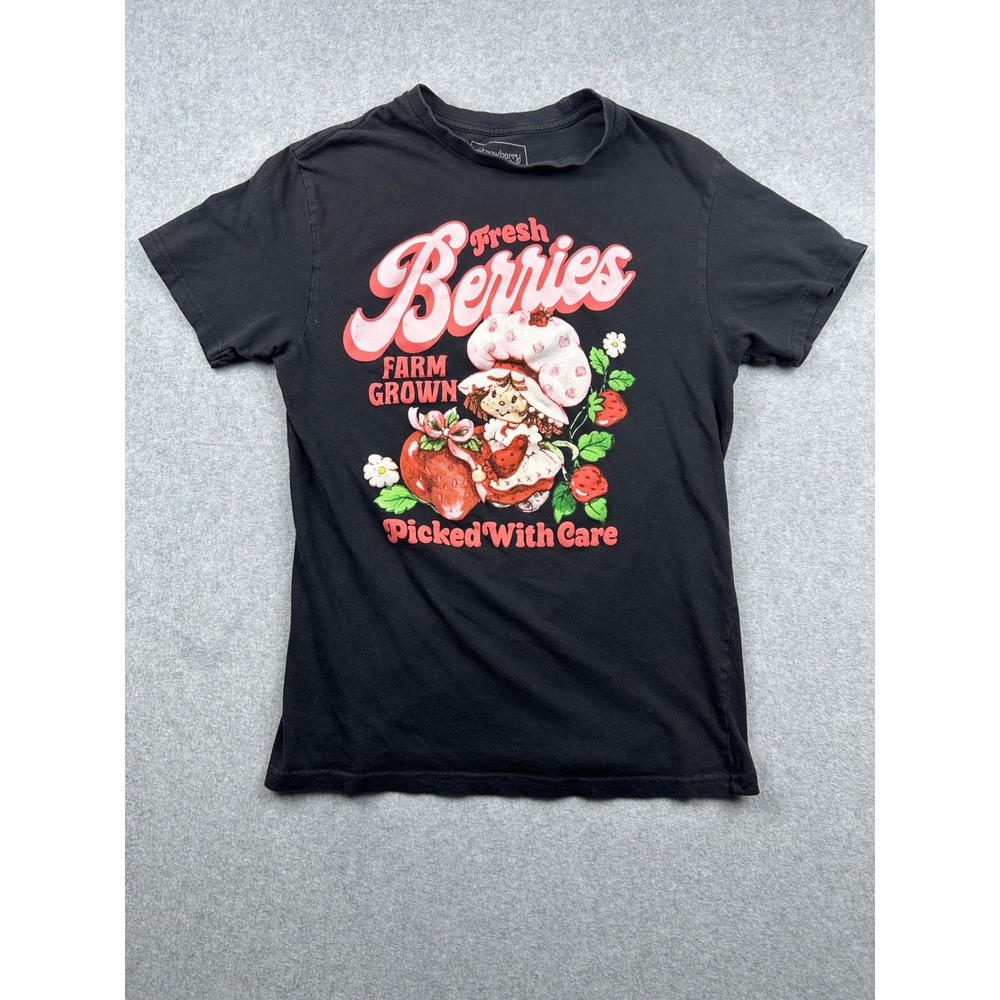 Strawberry Shortcake Fresh Berries Graphic T-Shirt Black Isaac Morris Medium